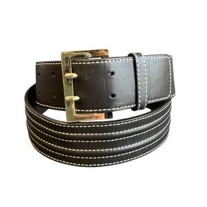 Vintage Chocolate Brown Leather Belt Statement‎ Wide Waist Belt Loft Medium